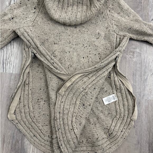 Cynthia Rowley Wool Blend Chunky Knit Sweater Women’s Medium Beige Speckled - Picture 2 of 11